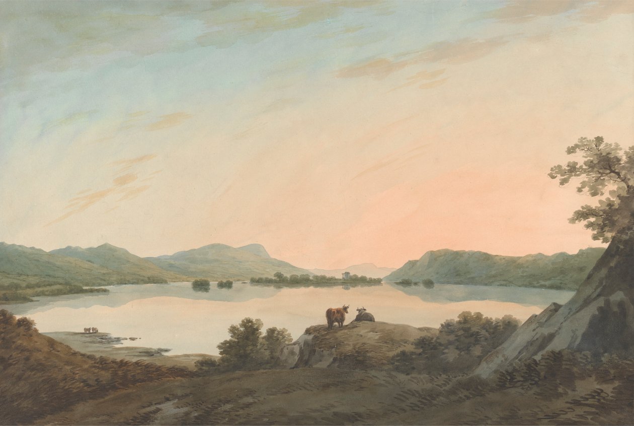Windermere-tó Calgarthból a Belle Isle-lel alkotó: John Warwick Smith