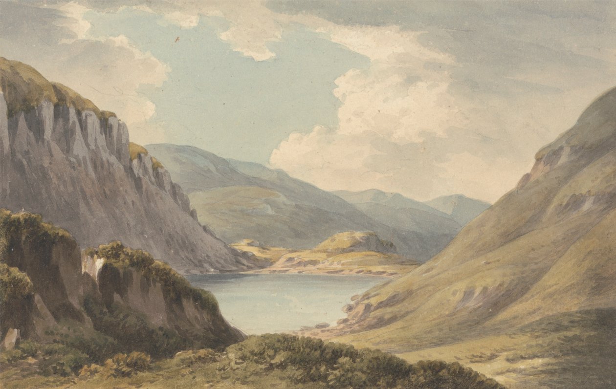 Llyn Geirionedd nem messze Trefriew-től, a Conway folyón, Carnarvonshire államban alkotó: John Warwick Smith