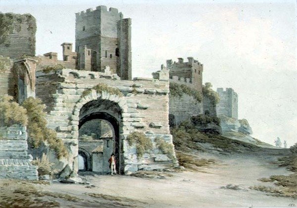 Porta Tiburtina (ma Porta di San Lorenzo), Róma, belülről nézve alkotó: John Warwick Smith