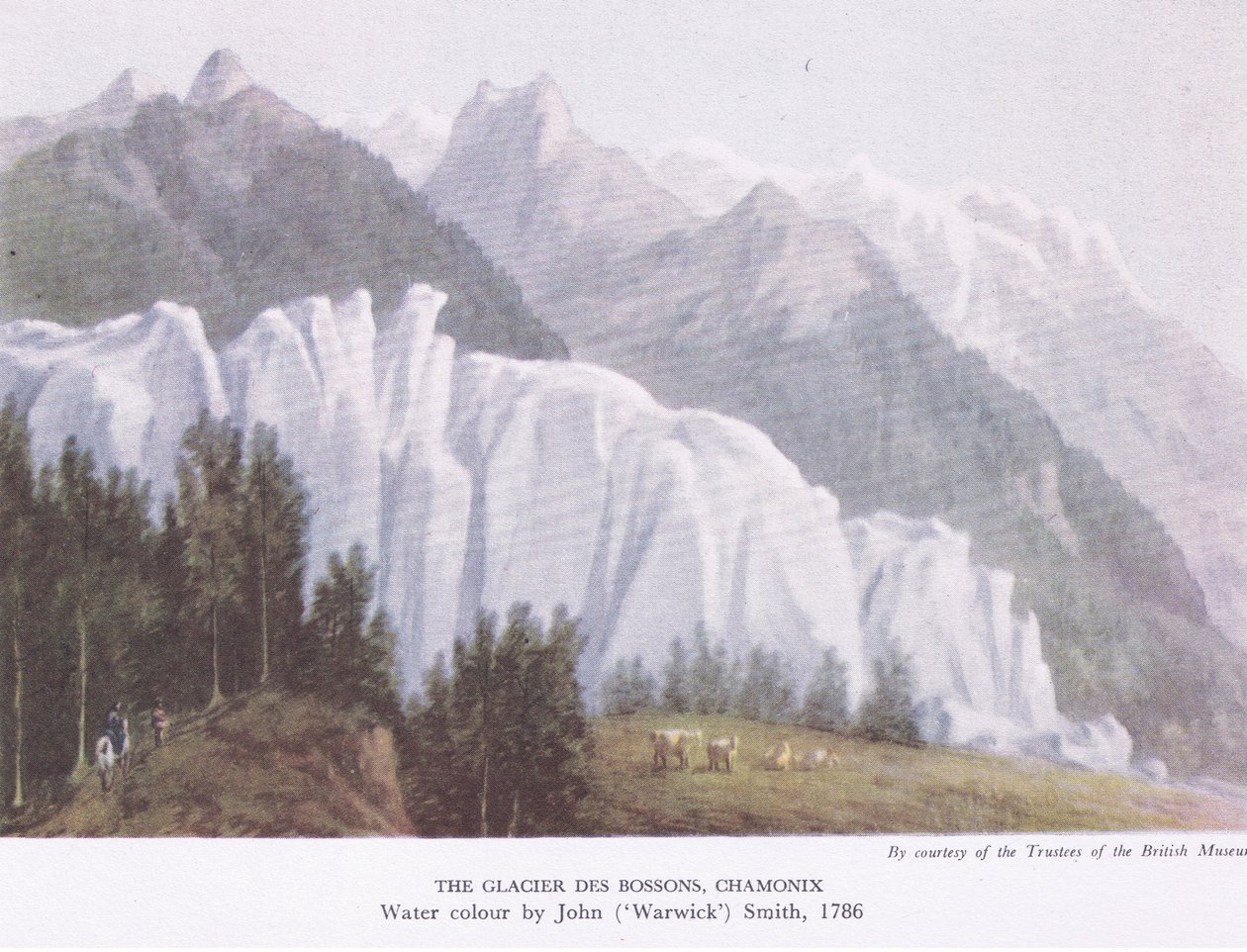 The Glacier Des Bossons, Chamonix, a British Adventure-ből, kiadó: Collins, 1947 alkotó: John Warwick Smith