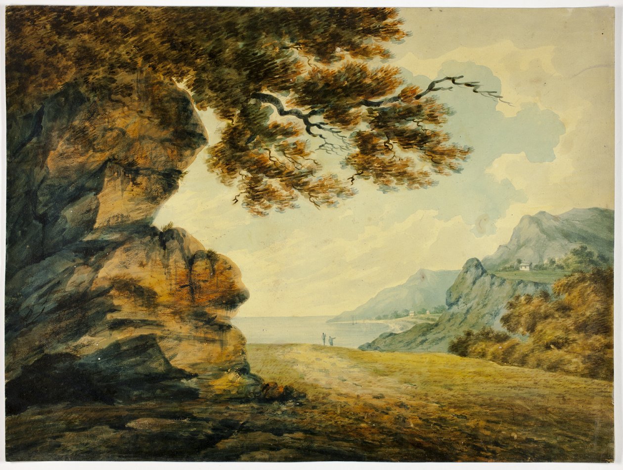 Két figura nézi az öblöt alkotó: John Warwick Smith