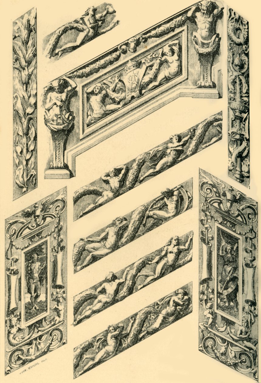 A lépcsőház díszítésének részletei, 1870-es évek, 1881. alkotó: John Watkins