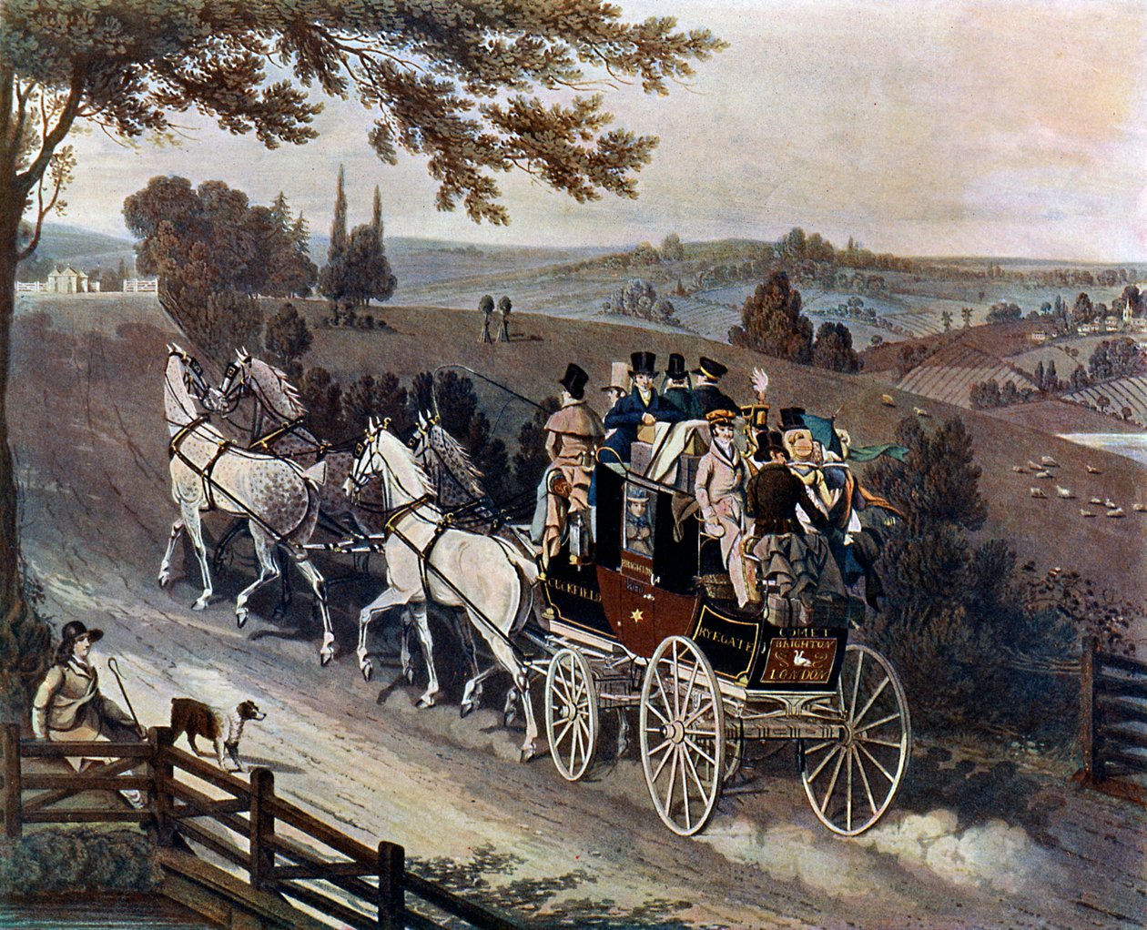 Színpadi edző, 1822, c1920 alkotó: John Watson