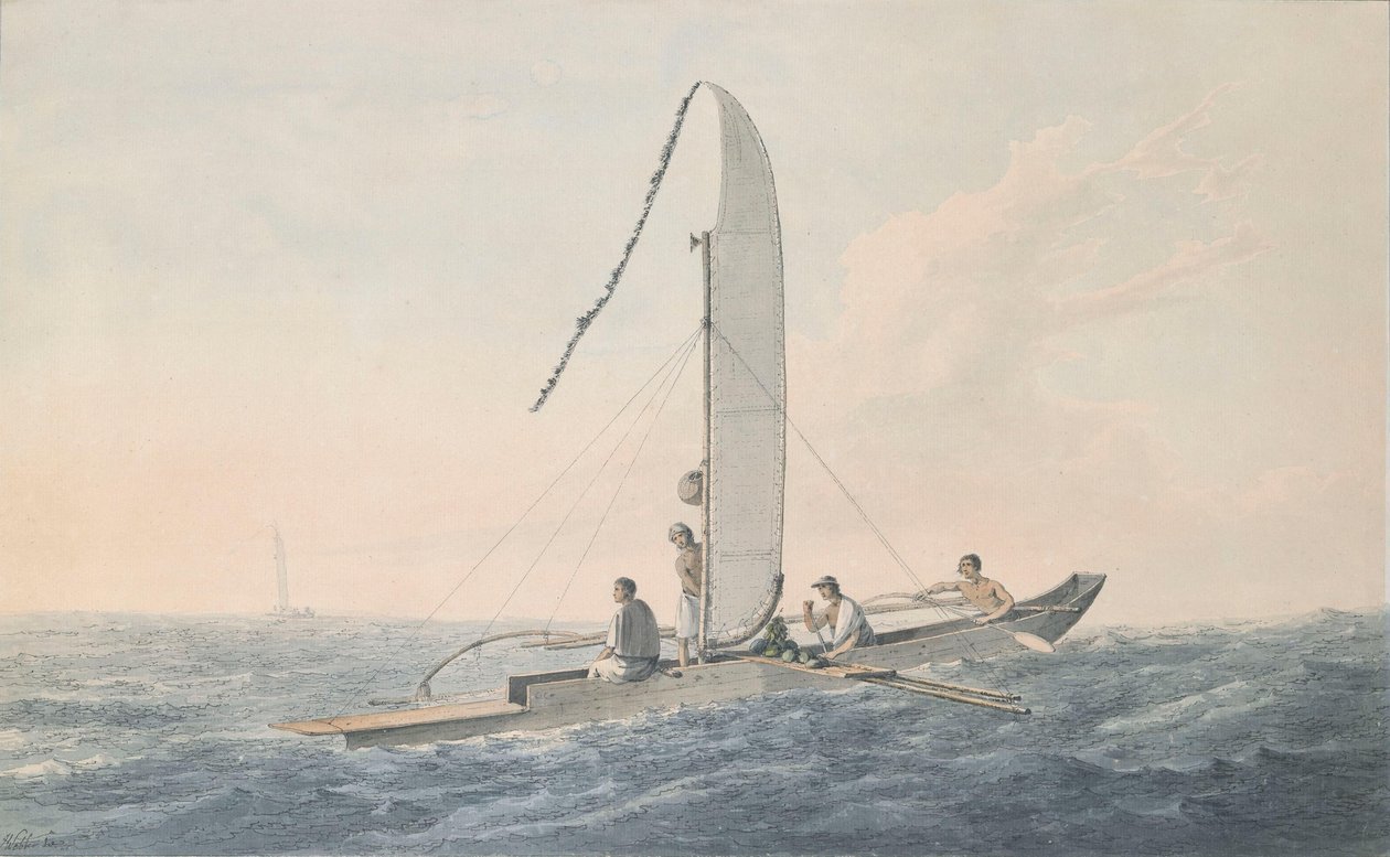 Indián kenu Tahiti partjainál alkotó: John Webber