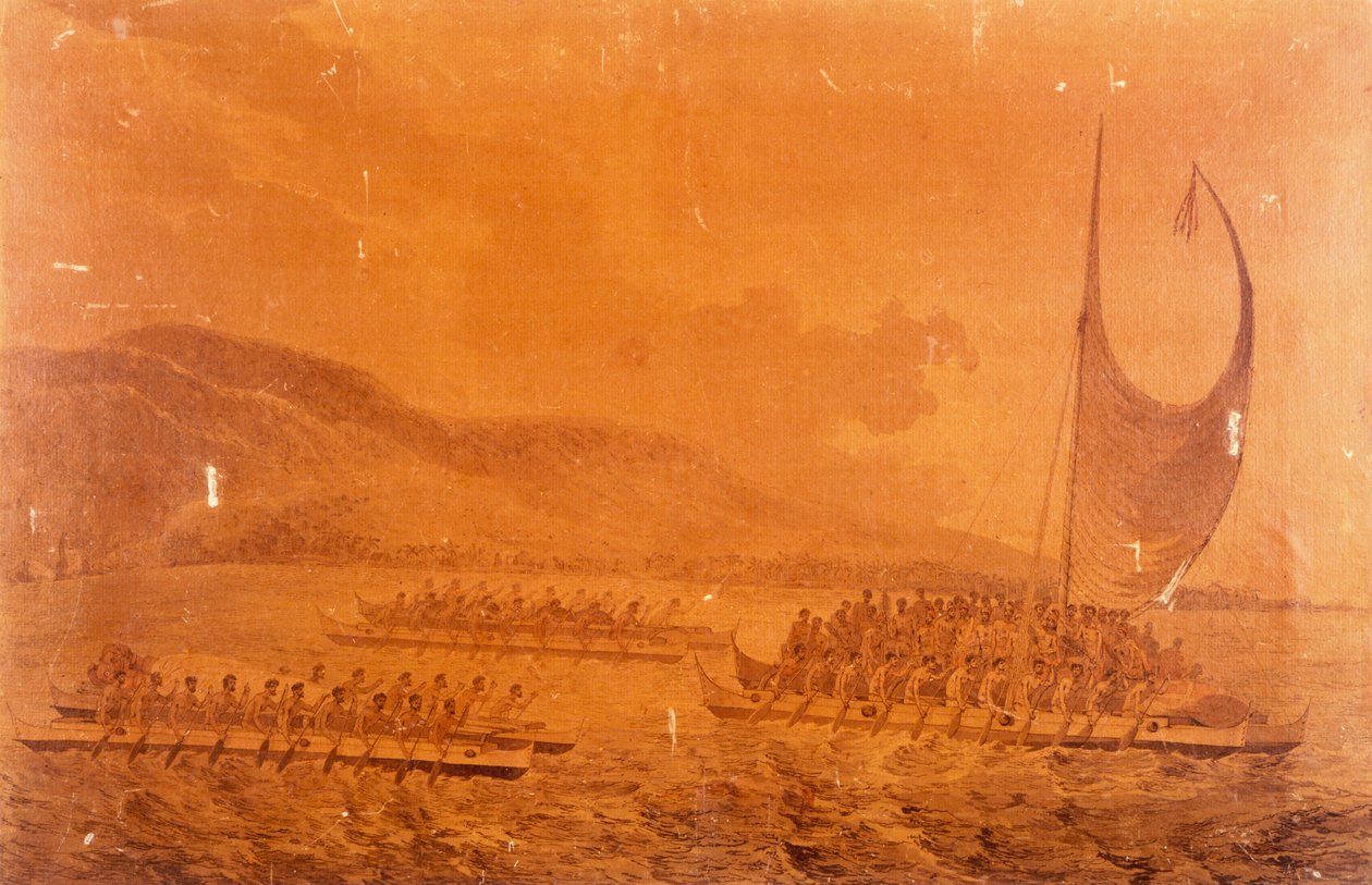 Kenuk, hogy találkozzanak James Cook kapitánnyal alkotó: John Webber