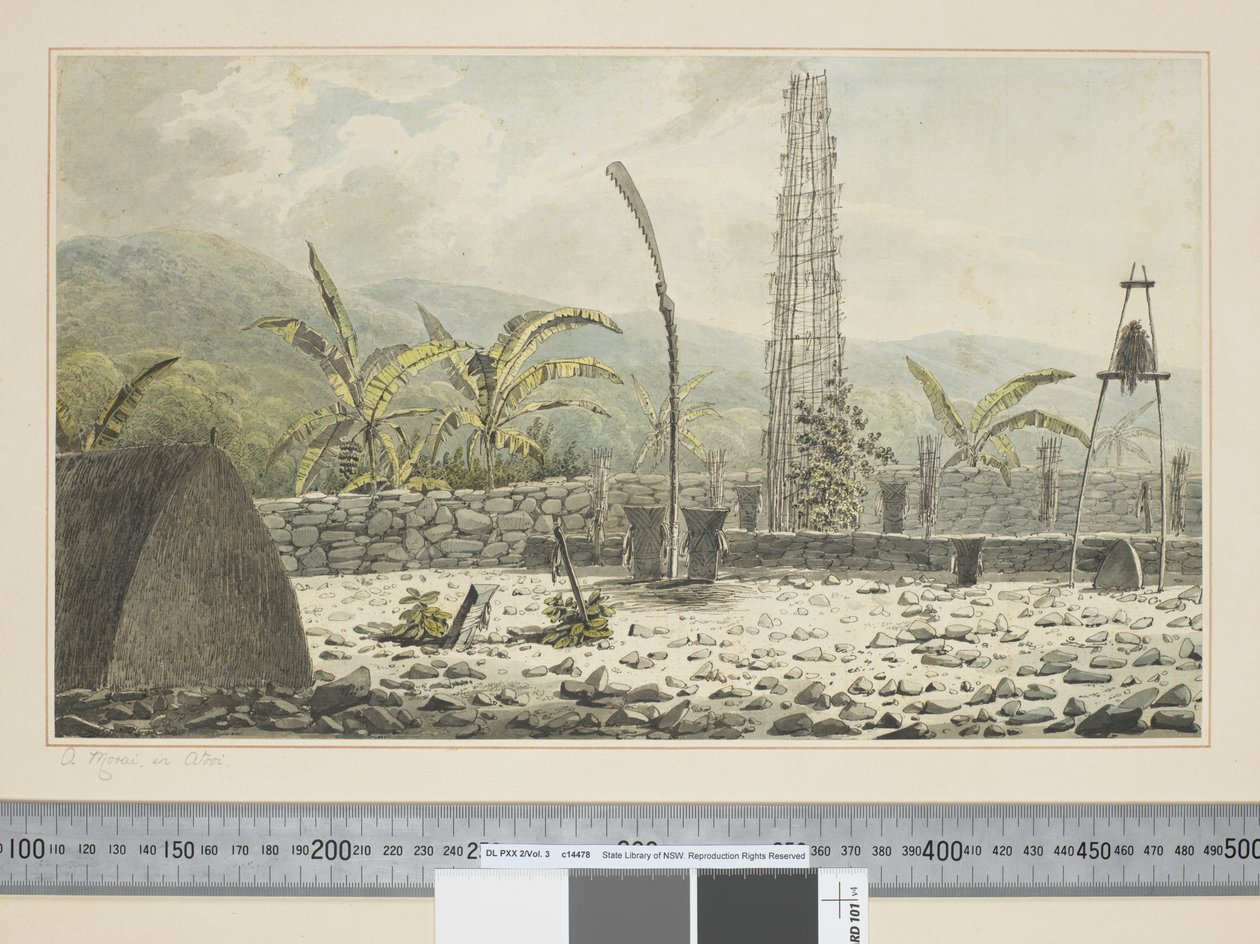 F.17 A Morai, Atooiban, 1773-84 körül (akvarell) alkotó: John Webber