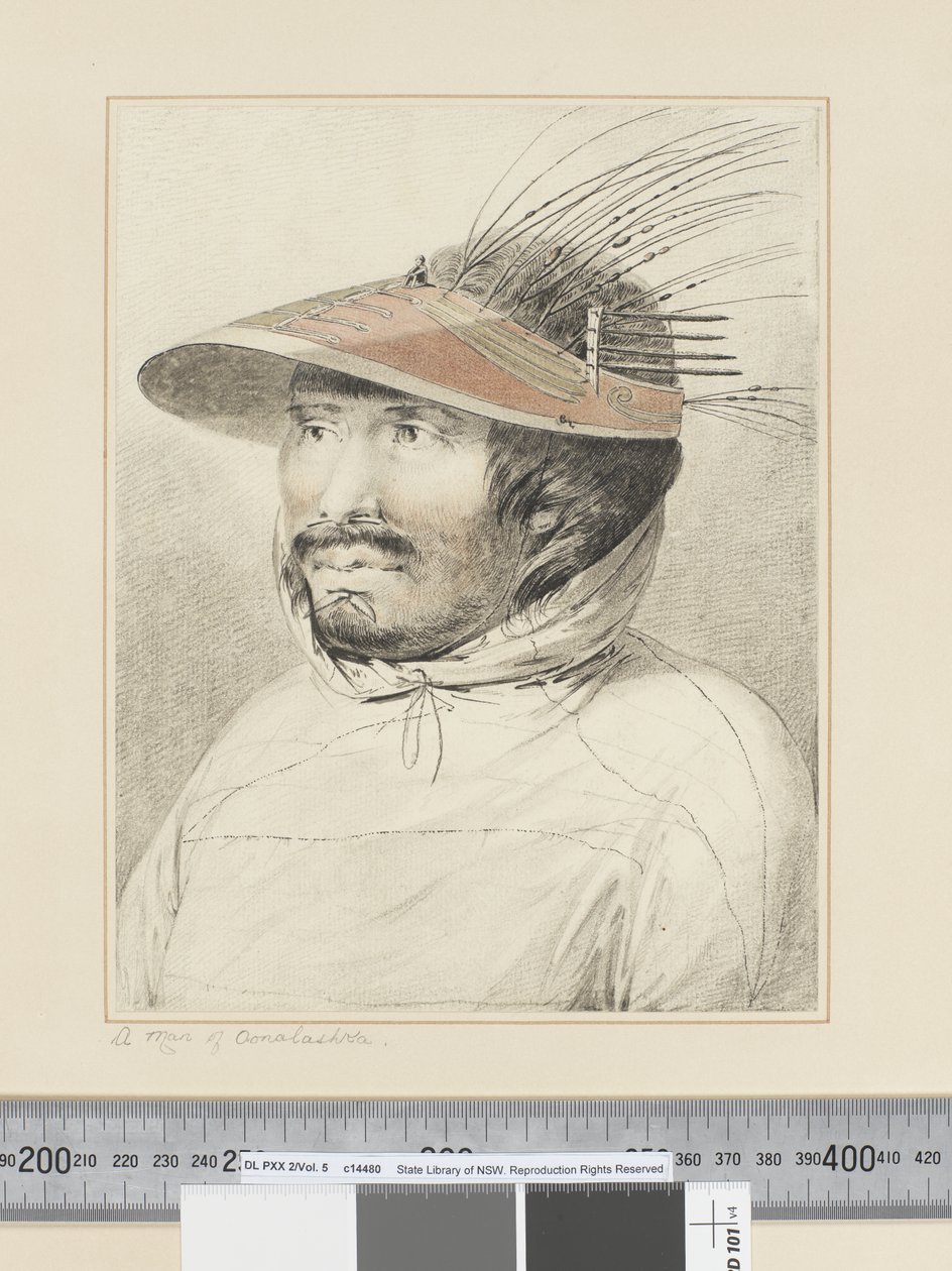 F.28 Oonalashka embere, 1773-84 körül (akvarell) alkotó: John Webber