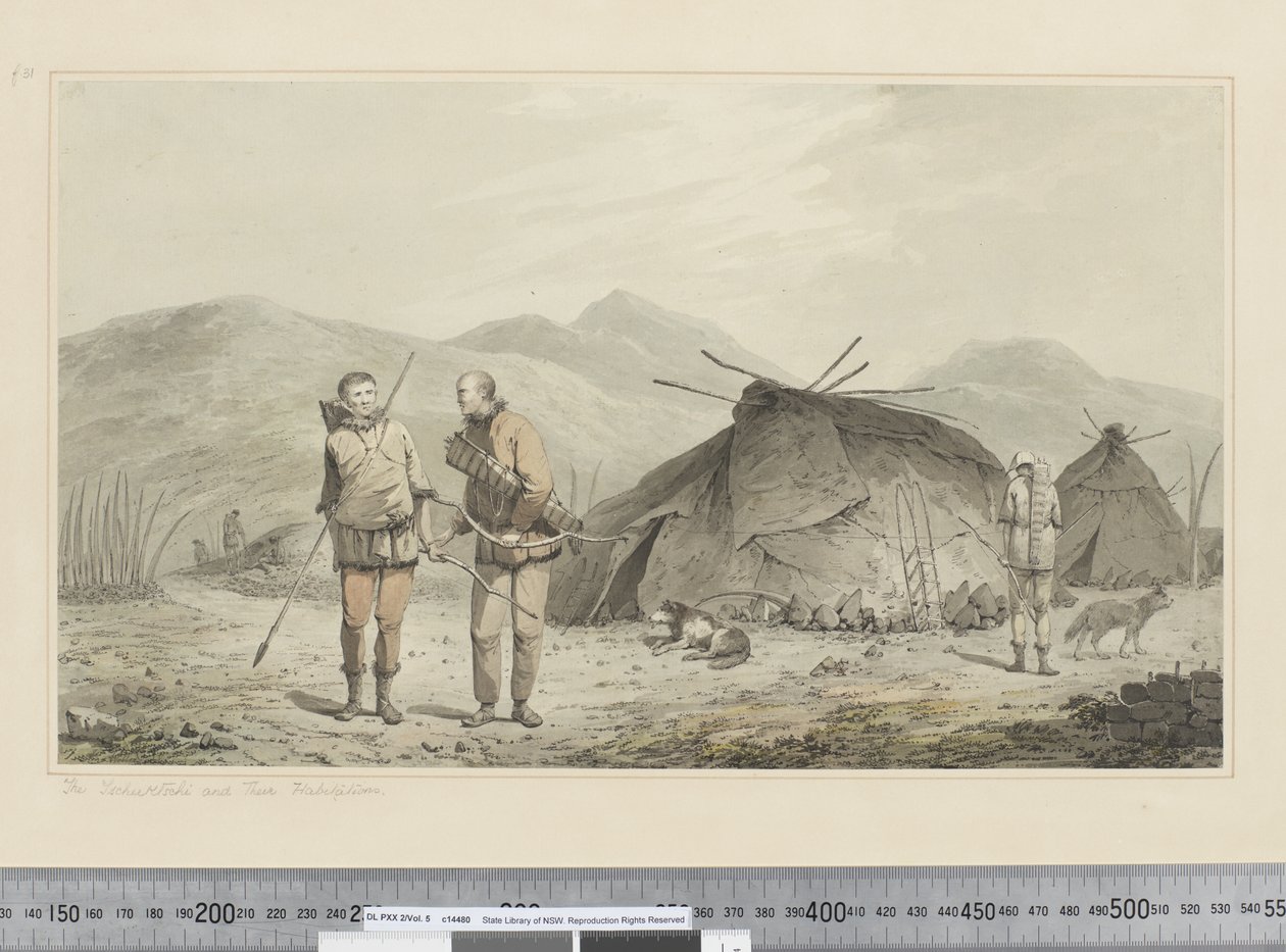 F.31 A Tschuktschi és lakóhelyeik, 1773-84 körül (akvarell) alkotó: John Webber