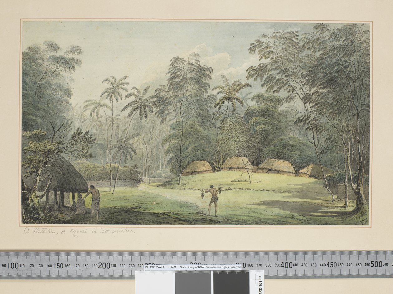 F.8 A Fiatooka, vagy Morai Tongataboo-ban, 1773-84 körül (akvarell) alkotó: John Webber