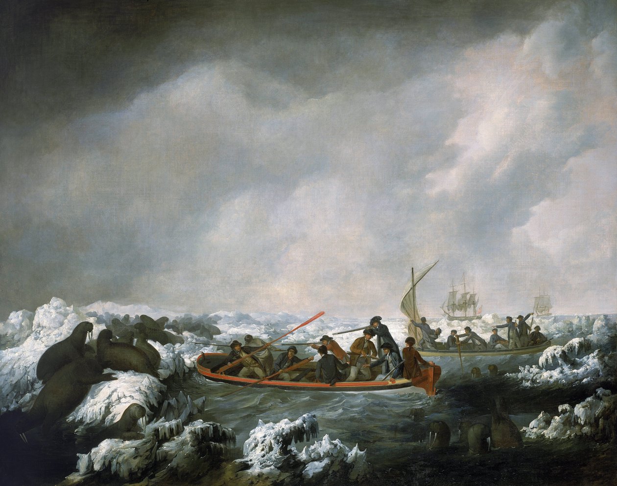 A HMS "Resolution" legénységének rozmárvadászata, James Cook harmadik expedíciójáról (1776-1780) visszatérő festő emlékére (1728-1779) alkotó: John Webber