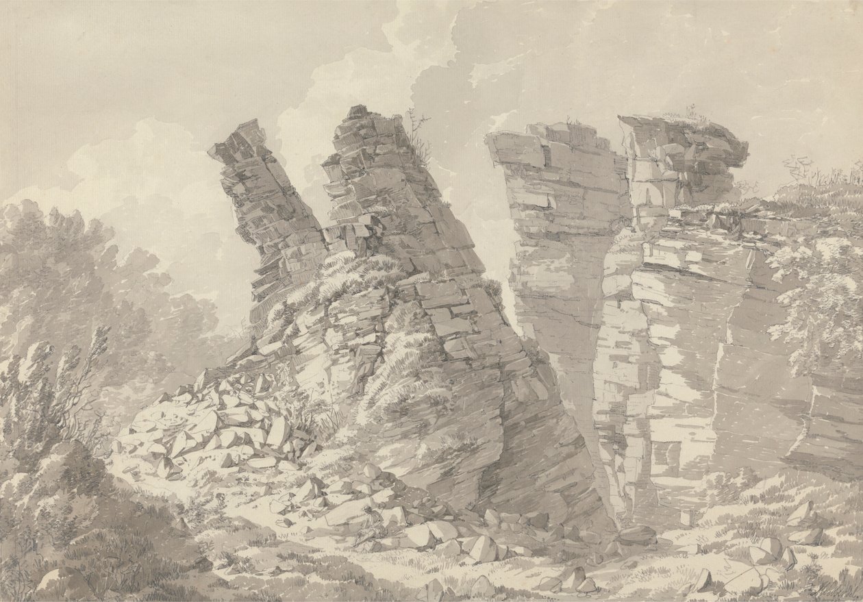 Hob Thursts Houses, Monsoldale, Derbyshire alkotó: John Webber