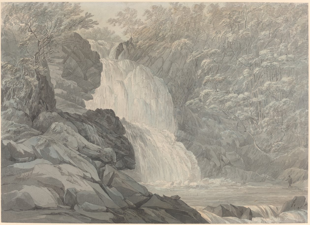 Mawddach vízesés Dolgelly közelében alkotó: John Webber