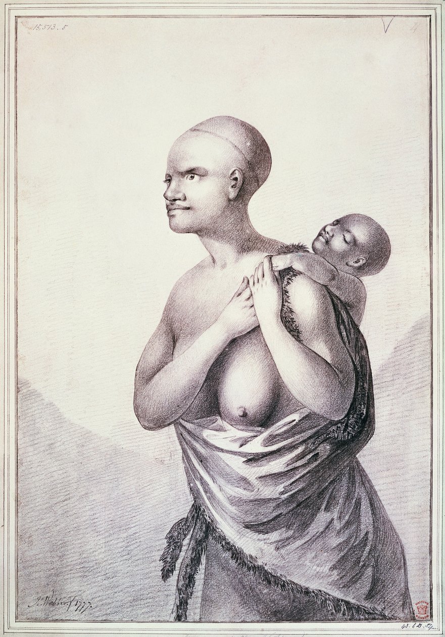 Bennszülött nők Van Diemen földjéről, ma Tasmania, 1777. január, John Webber (1750-1793) rajza, Ausztrália alkotó: John Webber