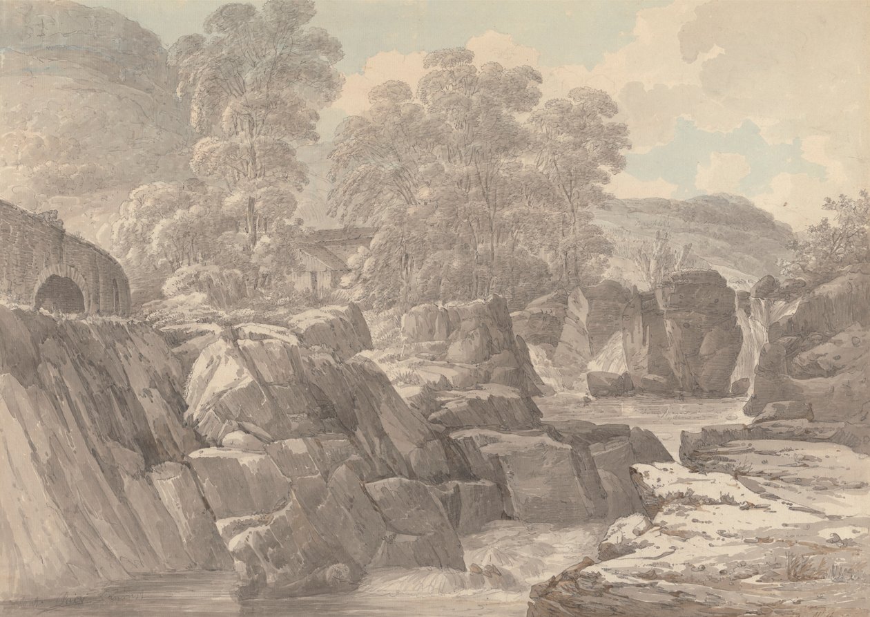 Pont-y-Pair a Llugwy folyón Betws-y-Coed közelében, Denbigh államban alkotó: John Webber
