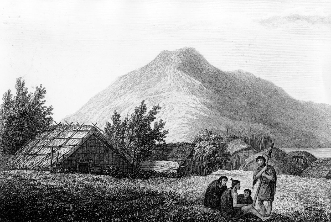 Egy hippa belseje Új-Zélandon, illusztráció a „Voyage to the Pacific” című könyvből, metszett: Benjamin Pouncy, 1784 alkotó: John Webber