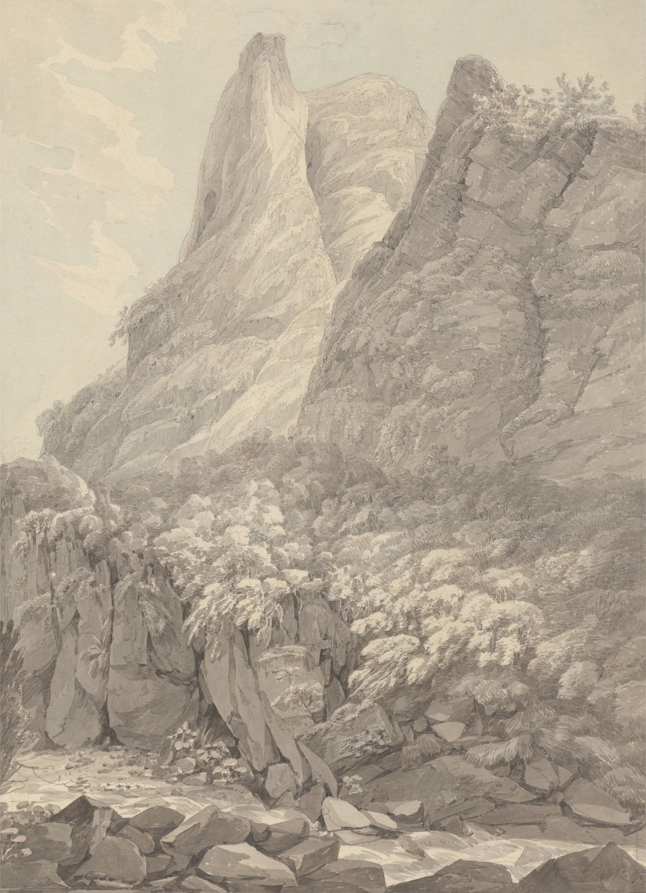 Thurshouse Tor a Manifold folyó felől, Derbyshire alkotó: John Webber
