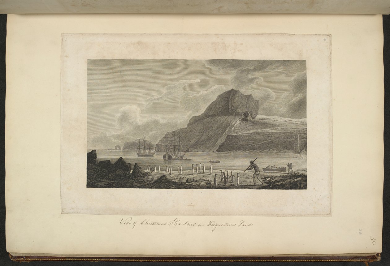 Kilátás a Kerguelen-sziget karácsonyi kikötőjére, 1776. december alkotó: John Webber