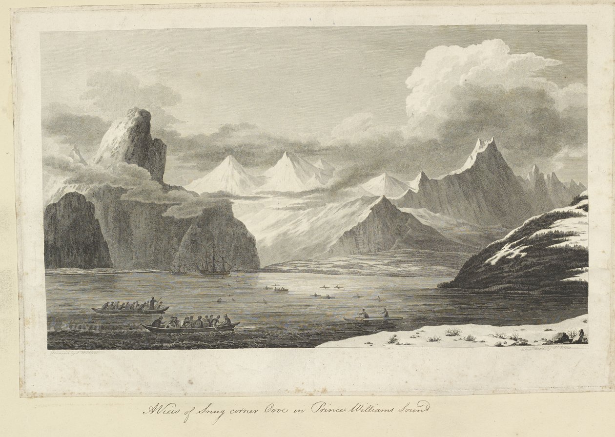 A Snug Corner Cove képe Vilmos herceg hangjában: Az 1778-as Soundban látható felbontás és felfedezés a Cook kapitány harmadik utazásán alkotó: John Webber