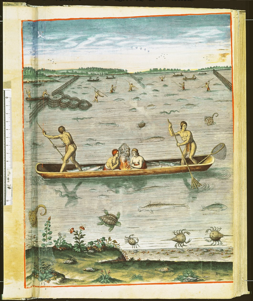 Theodore de Bry (1528-98) 1590-ben metszett „Admiranda Narratio...” című könyvéből, hogyan fogják ki az indiánok a halakat (lásd még: 110123 és 111664) alkotó: John White