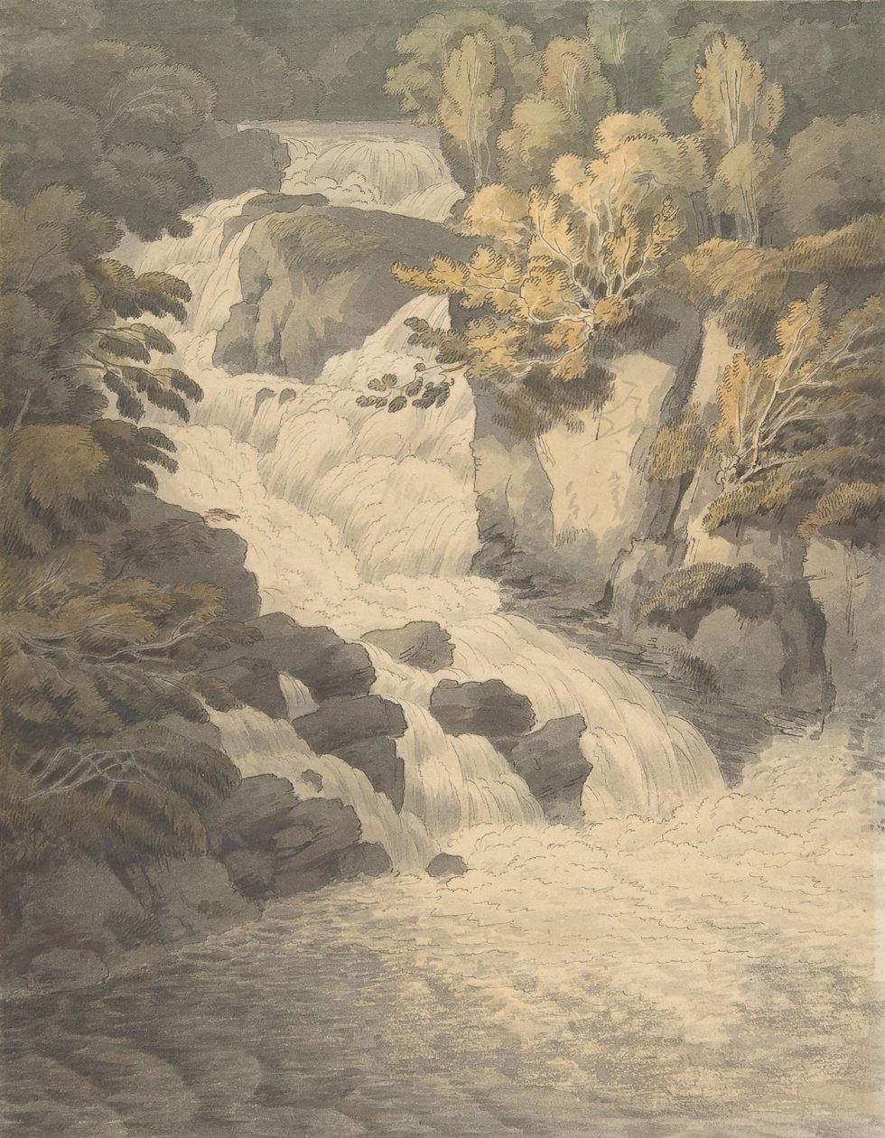 Az Aray kaszkádja, Inveraray Skóciában, 1791. június 30. alkotó: John White Abbott