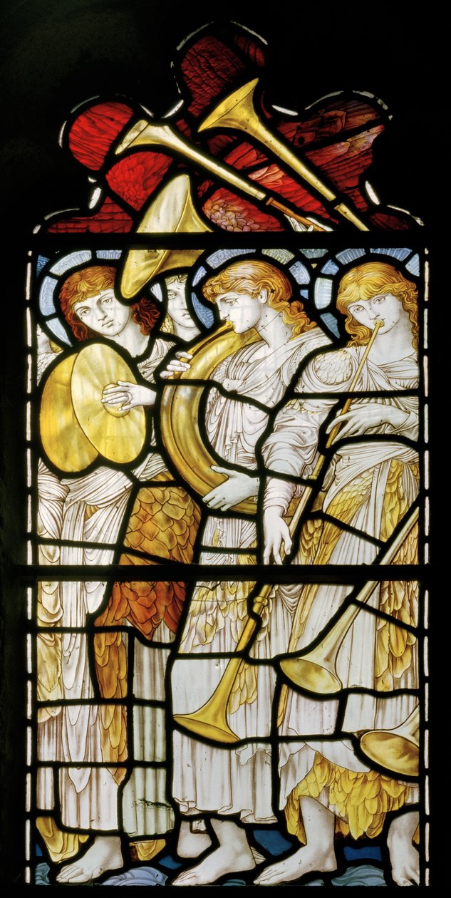 Musical Angels, Te Deum, East Window, c.1888 (stained glass) alkotó: John William Brown