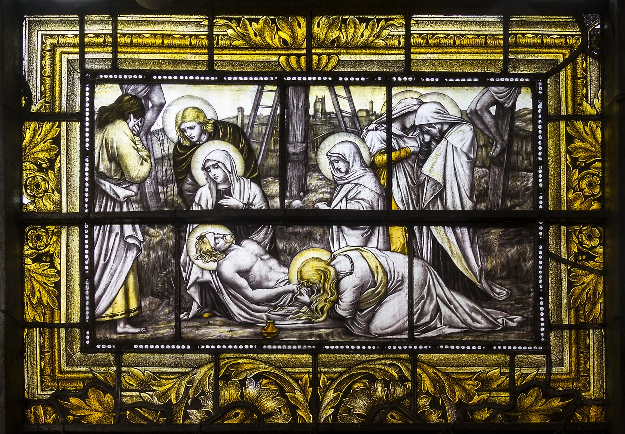 Oxford, Trinity College, James Powell & Sons, John William Brown (1842-1928), The Deposition, 1885 alkotó: John William Brown