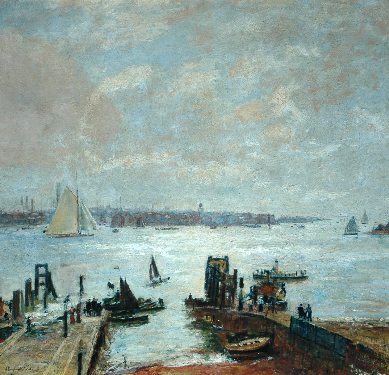 Portsmouth kikötője, 1907 alkotó: John William Buxton Knight