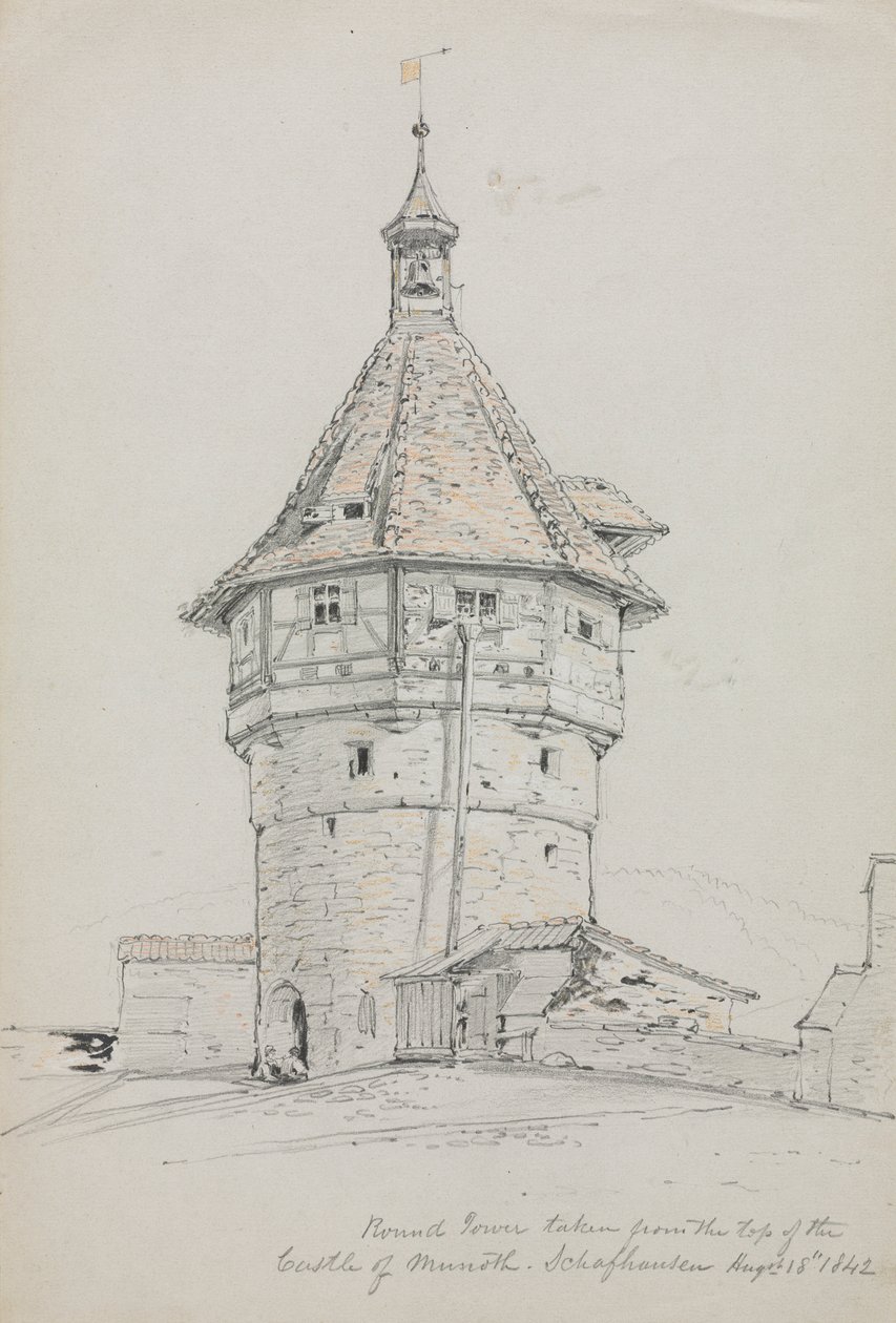 Kerek torony, Munot vára, Schaffhausen, Svájc, 1842. alkotó: John William Casilear
