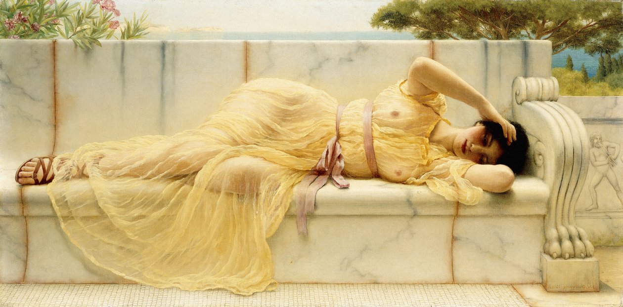 Lány sárga drapériás, 1901 alkotó: John William Godward