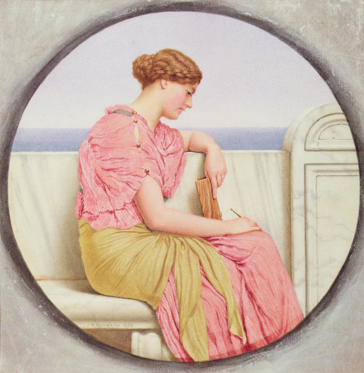 Reflections, 1918 (wc papíron) alkotó: John William Godward