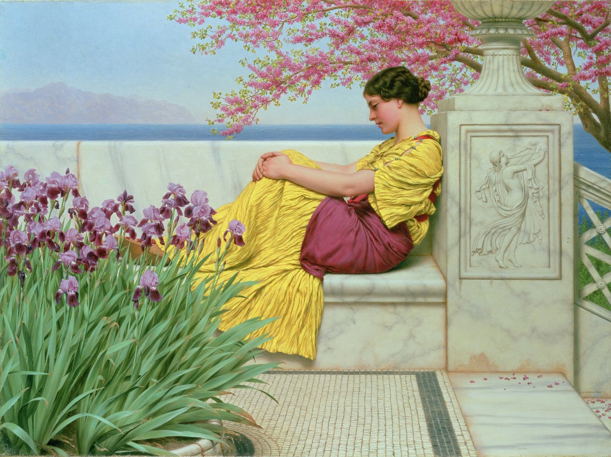 Az ágon függő virág alatt, 1917 alkotó: John William Godward