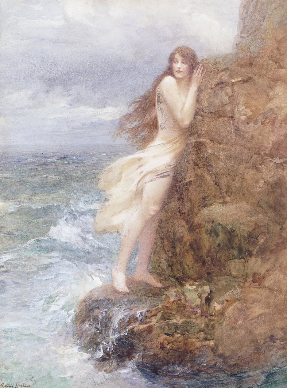 A gombolyag feltekerése, alkotó: John William Godward