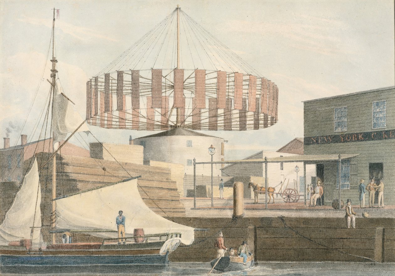Circular Mill, King Street, New York, 1830. alkotó: John William Hill