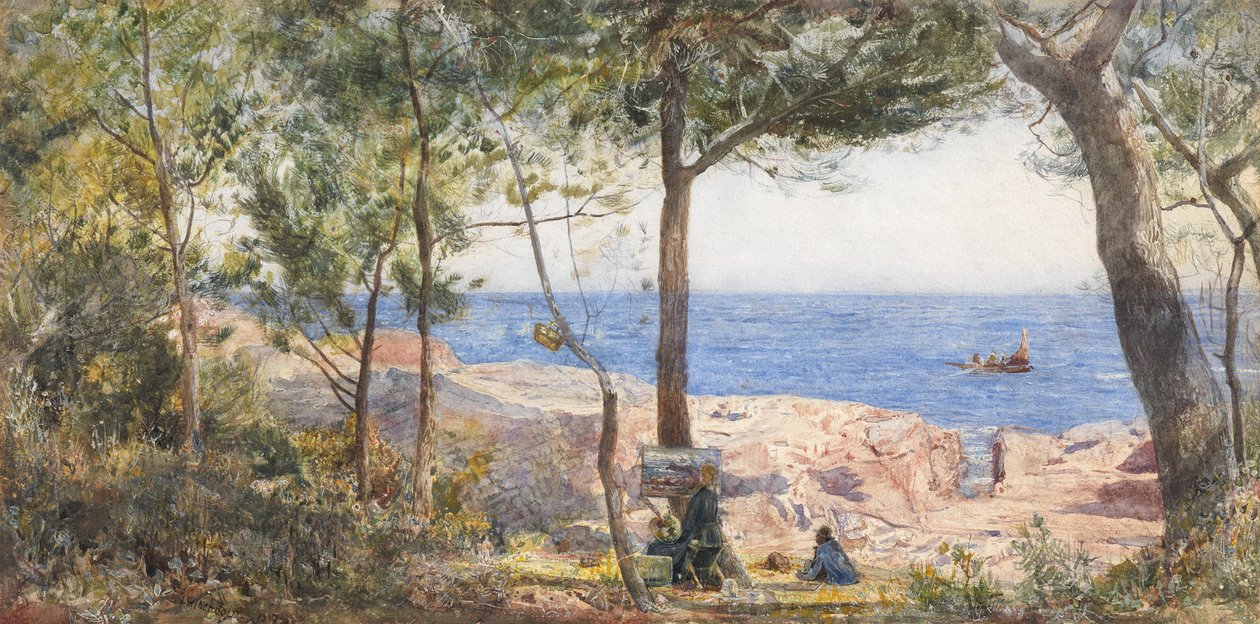 Egy művész festménye a tenger mellett, 1887 (wc és testszín papíron) alkotó: John William Inchbold