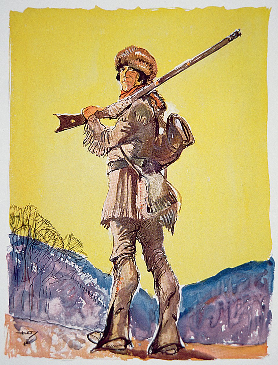 Davy Crockett (színes litográfia) alkotó: John William Jr. Thomason