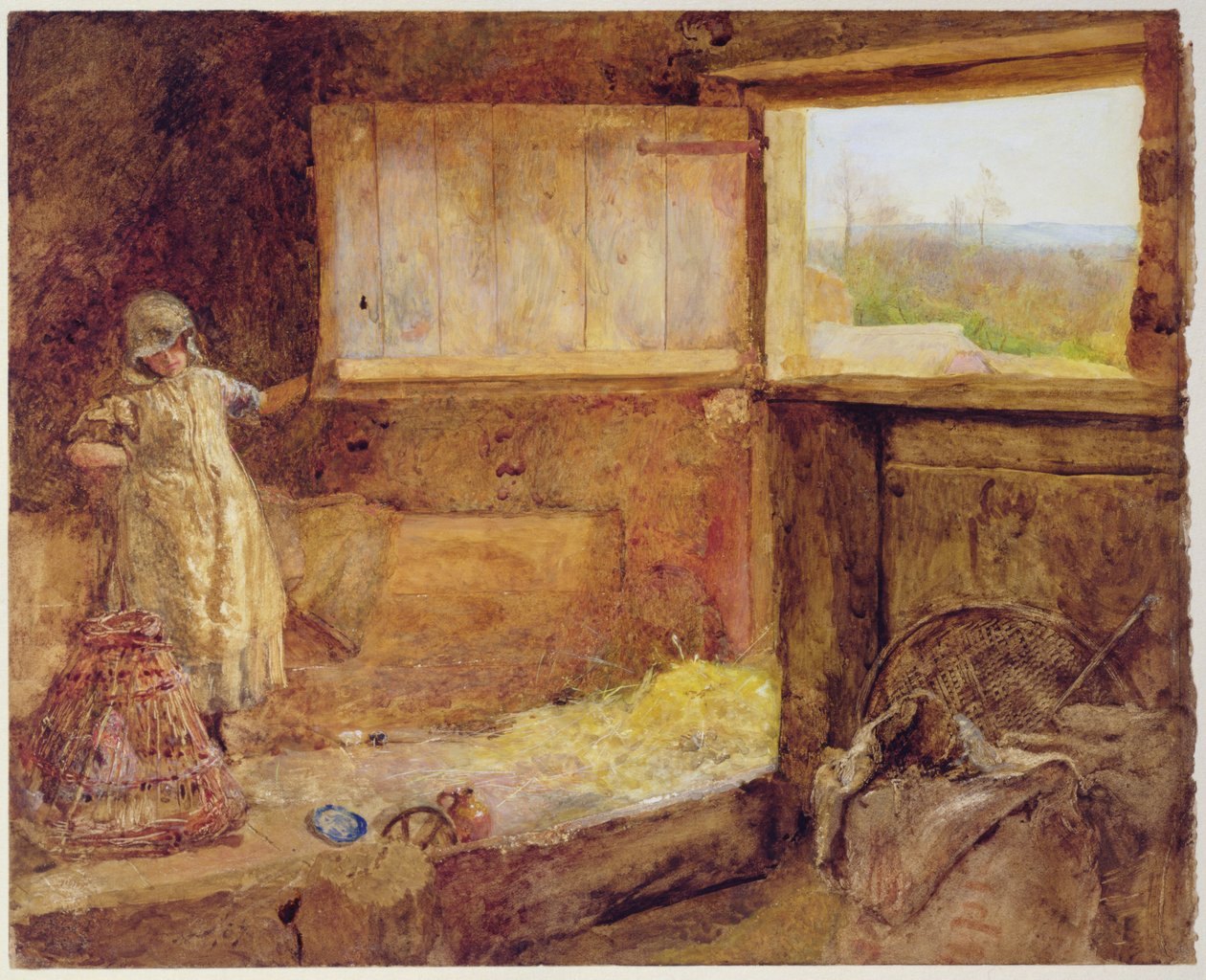 A szénapadlás (akvarell papíron) alkotó: John William North