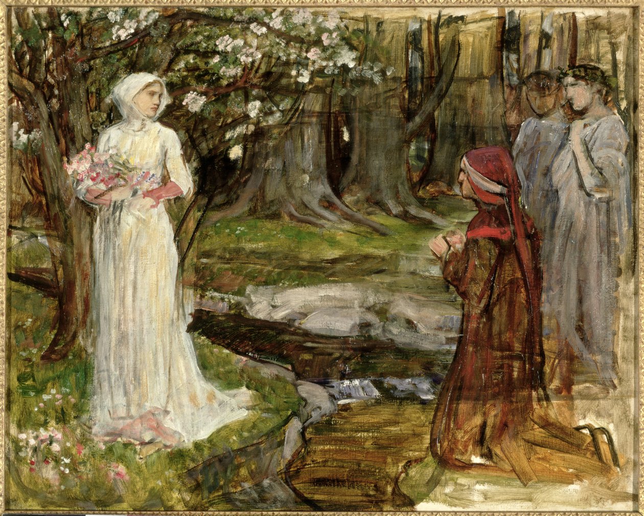 Dante és Beatrice, 1916-1917 körül (olaj, vászon) alkotó: John William Waterhouse