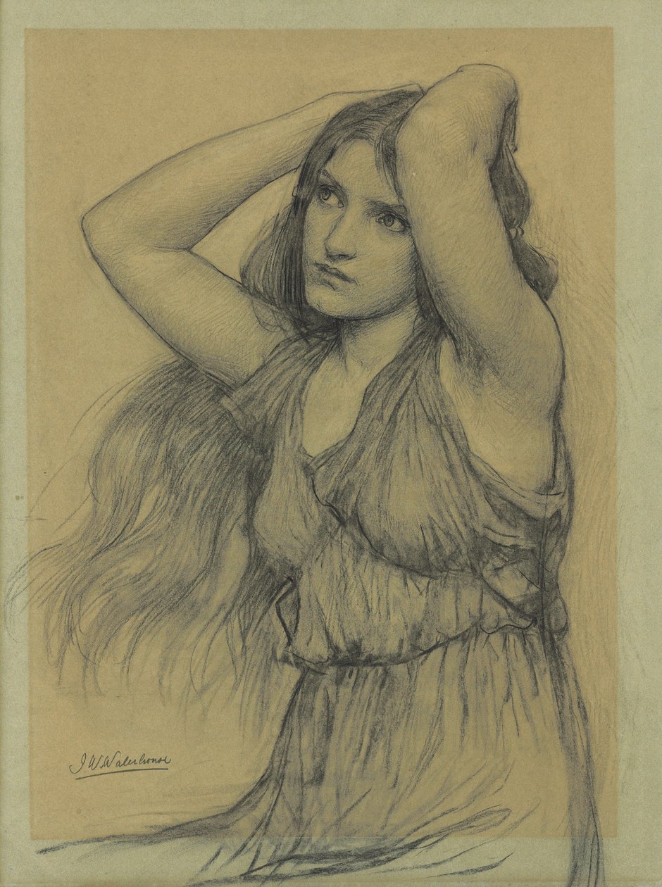 Flora (fekete kréta súrolópapíron) alkotó: John William Waterhouse