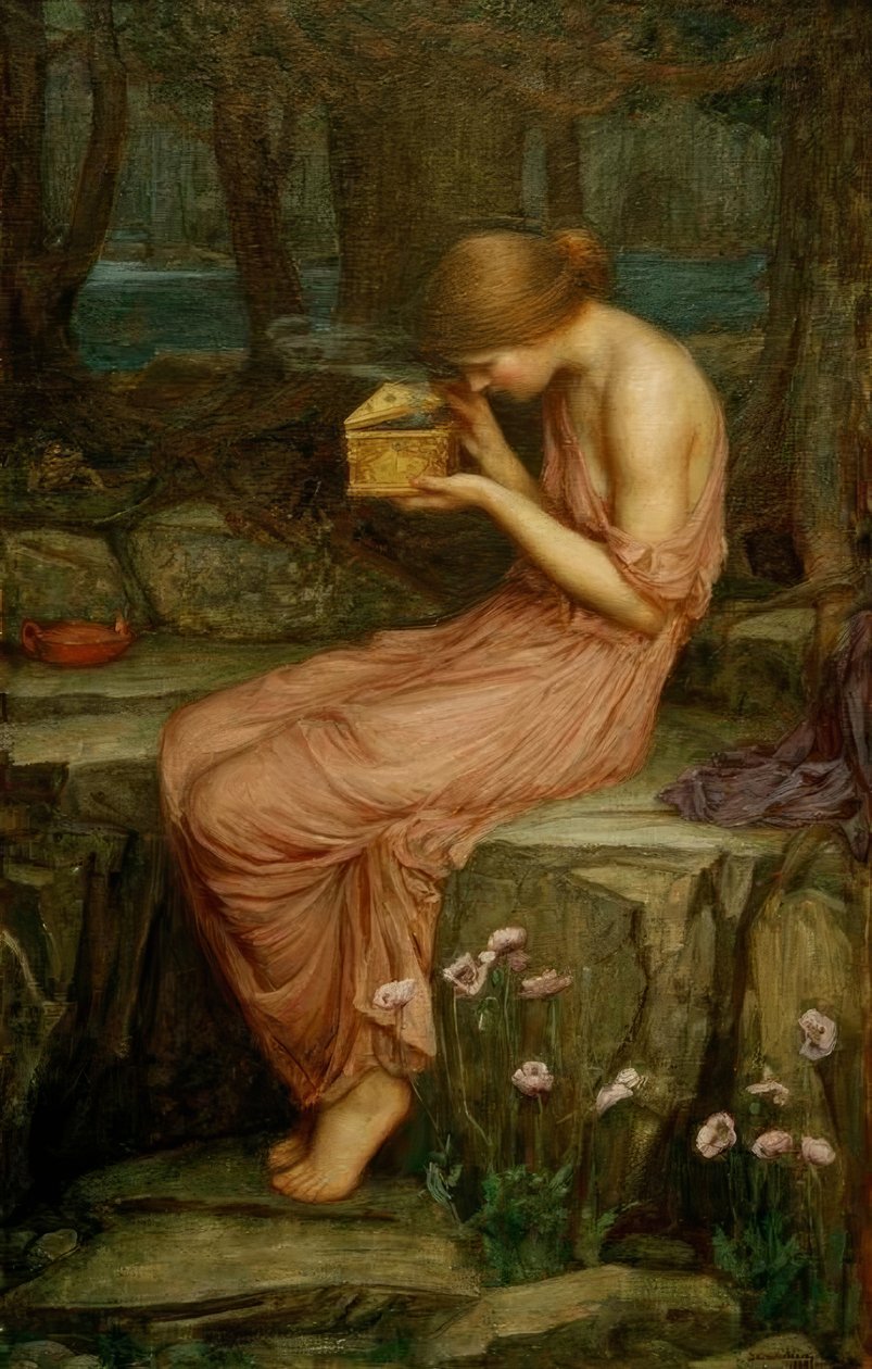 Psyche megnyitja az Aranydobozt alkotó: John William Waterhouse