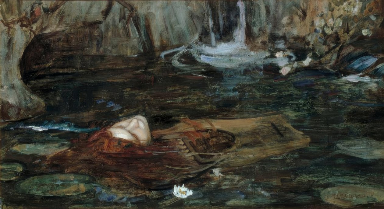 Tanulmány: A nimfák megtalálják Orpheusz fejét alkotó: John William Waterhouse