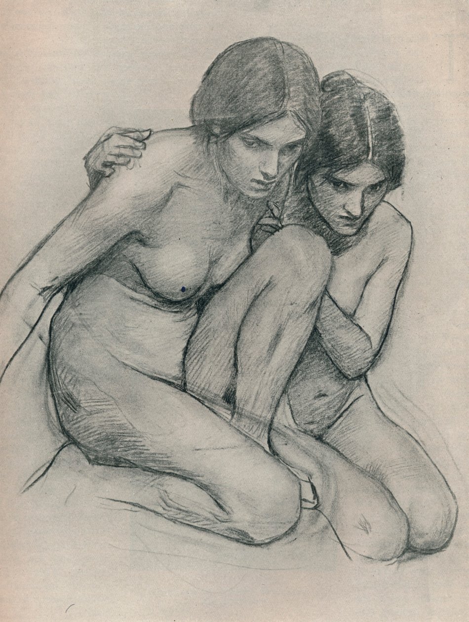 Tanulmány: A nimfák megtalálják Orpheusz fejét, c1899 alkotó: John William Waterhouse
