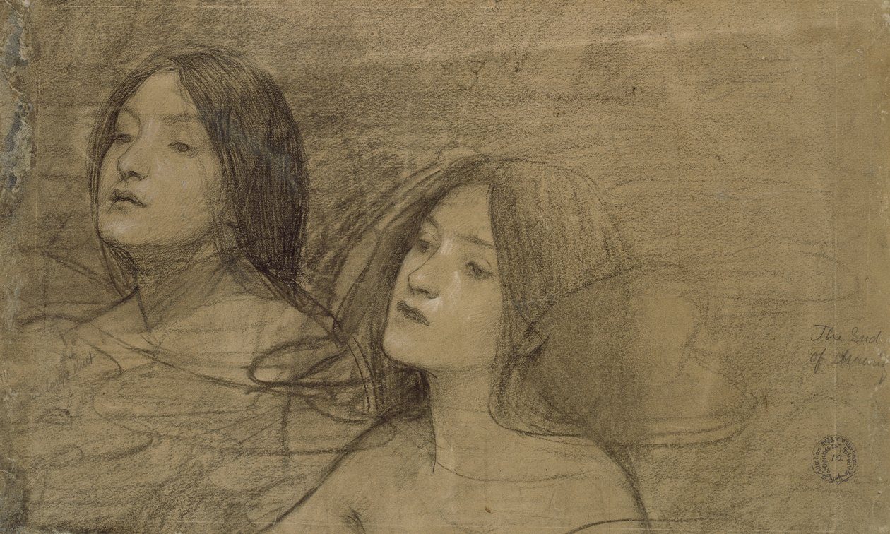 Tanulmány két nimfáról a „Hylas és a nimfák” számára, 1890-es évek alkotó: John William Waterhouse