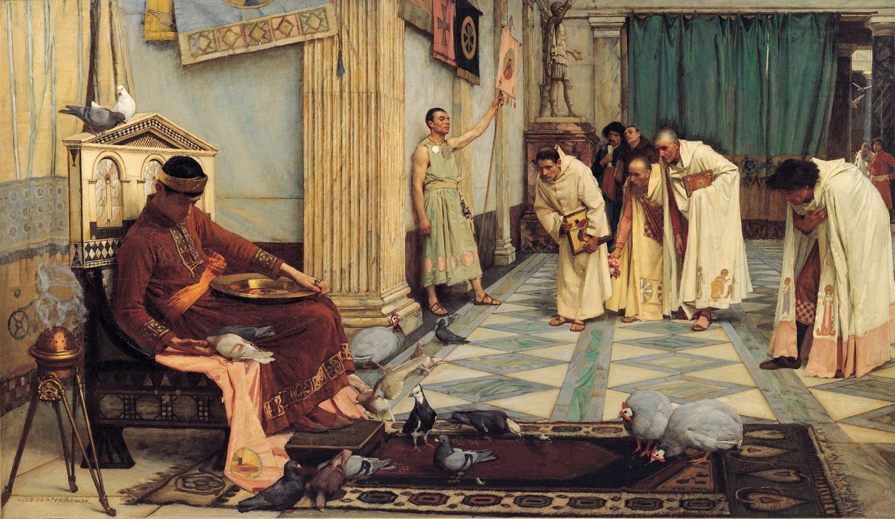 Honorius császár kedvencei, 1883 alkotó: John William Waterhouse