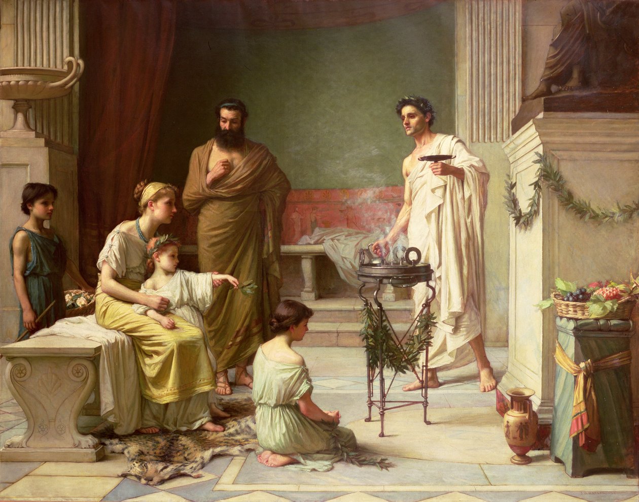 Egy beteg gyermek látogatása Aesculapius templomában, 1877 alkotó: John William Waterhouse