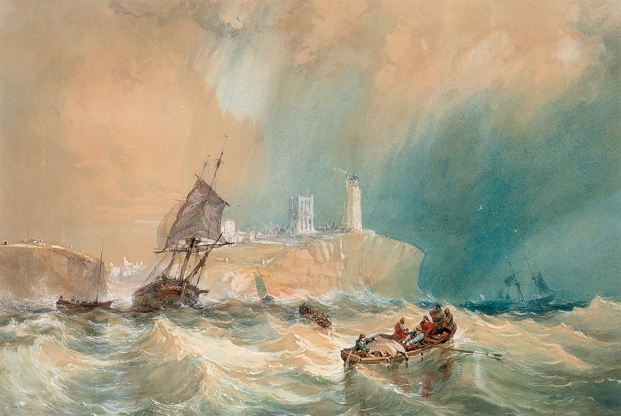 Egy kereskedési brig kifut Tynemouthból alkotó: John Wilson Carmichael