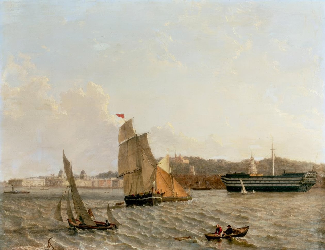 Kilátás a Temzén át Greenwichbe a Greenwich Kórházzal, alkotó: John Wilson Carmichael