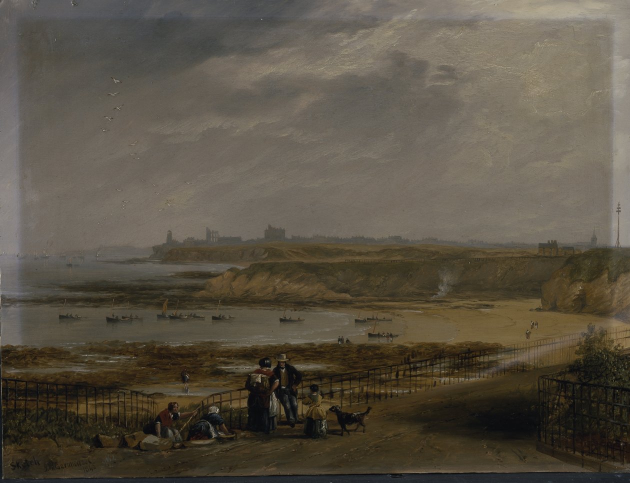 Cullercoats Tynemouth felé néz - Ebb dagály alkotó: John Wilson Carmichael