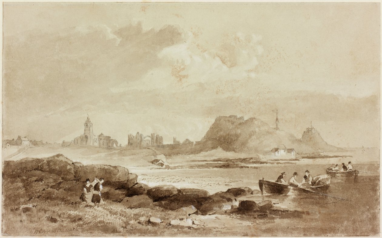 Szent Sziget (ceruza és akvarell (szépia) papíron) alkotó: John Wilson Carmichael