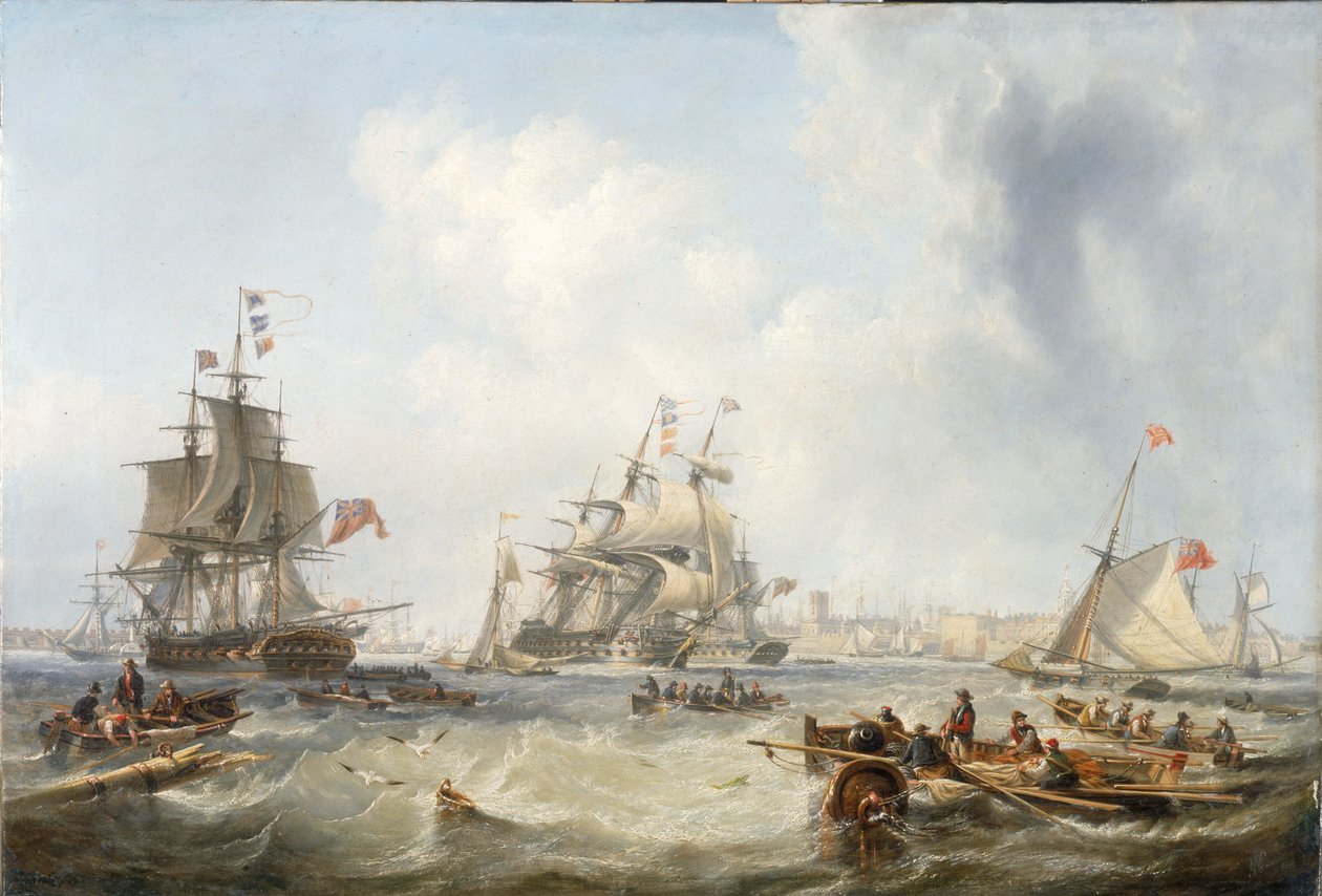 Hademberek Portsmouth kikötőjénél alkotó: John Wilson Carmichael