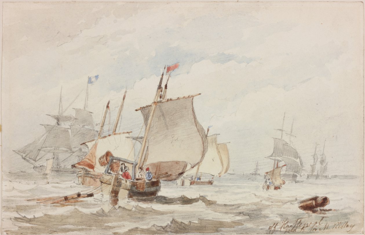 Off Hartlepool (ceruza és akvarell papíron) alkotó: John Wilson Carmichael